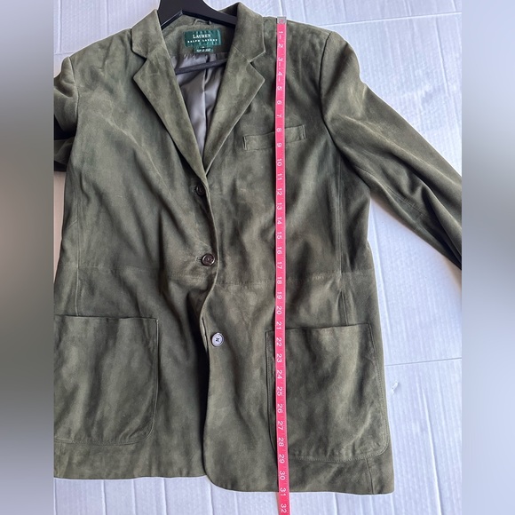 Ralph Lauren Suede Olive Green Women's Blazer Jacket Size 1X - Picture 5 of 6